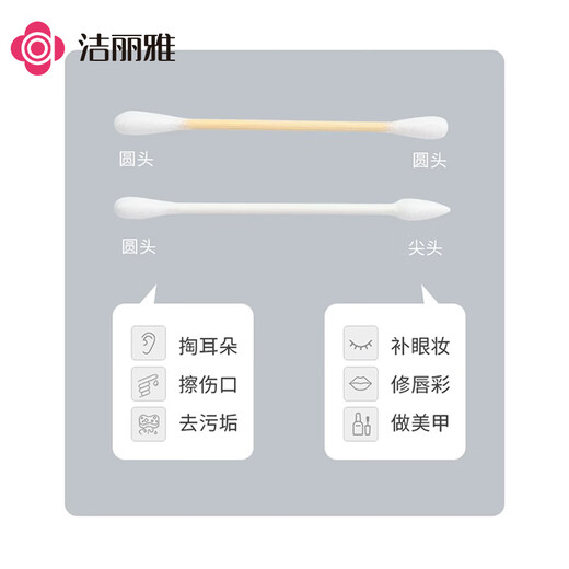 Jie Liya (Grace) cotton swabs 500 double round head cotton swabs for ear makeup adult cotton swabs bamboo shaft
