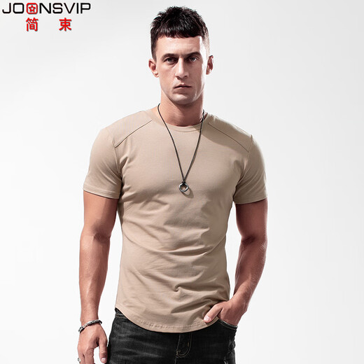 JOONSVIP short-sleeved T-shirt men's solid color cotton round neck slim tight bottoming shirt men's summer elastic sports half-sleeved T-shirt top white XL (130-145Jin Jin is equal to 0.5kg about slim fit)