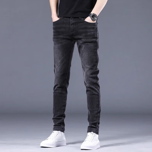 Jeans respirants haut de gamme canelin kiskha pour hommes pantalons longs et allastiques haut de gamme élastiques haut de gamme pantalon long et automne 1048 Black 28