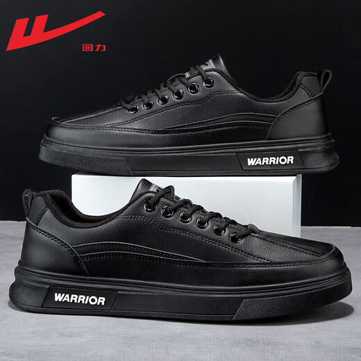 
Warrior official men's shoes sports casual shoes men spring and summer leather face men's white shoes men's versatile board shoes men's black 43