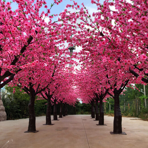 Flower e flow simulated peach blossom tree cherry blossom tree simulated plant fake tree large living room hotel fake flower ceiling wedding window decoration (extended shape) 2 meters high and 1.5 meters long