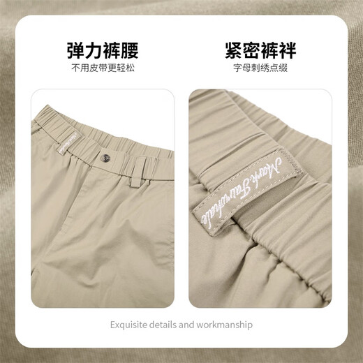 马克华菲【弹力舒适】休闲裤男25春季新款潮流百搭刺绣直筒纯色通勤长裤子 701卡其（经典直筒四季可穿） S （高155-165重55-60）