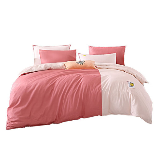 Mengjie Home Textiles Pure Cotton Four-piece Set Twill Floral Pastoral Print Cotton Four-piece Set Bed Four-piece Set Bedding Quilt Cover Clear 1.2 Meter Bed (150*200)cm Three-piece Set