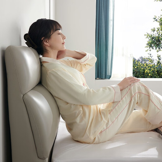 Quanyou (Quanu) Heimbett Leder Italienisch minimalistisch Doppelbett 1,8 m Technologie Stoff Weiches Bett Hauptbett Hochkasten Aufbewahrung Hellgrau Ein High -Box -Modell 1,8 m Lederbett + 825b Nachttisch *2