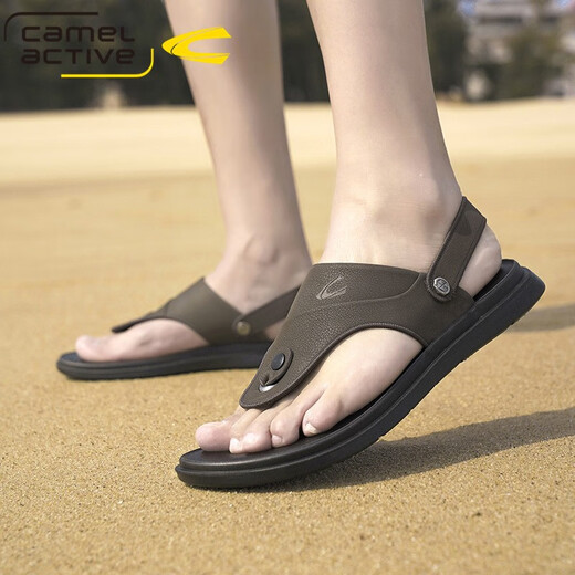 German Camel dynamic men's sandals summer new casual beach shoes soft sole non-slip sandals dual-purpose sandals flip-flops 3880 gray (sports shoe size) 39