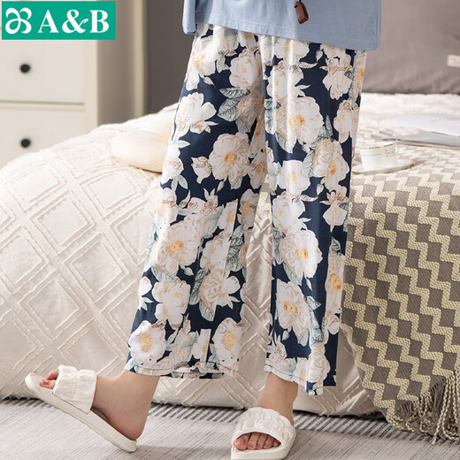 AB underwear pajamas thin printed home casual loose wide-leg pants for women can wear home pants H848 ink painting XL