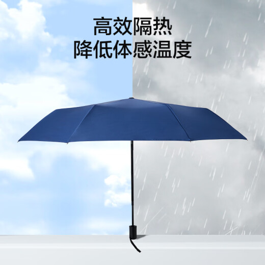 Huixun Jingdong's own brand 8-bone fully automatic umbrella rain or shine sunshade vinyl umbrella black