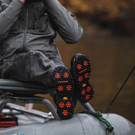 SIMMS wading shoes, professional stream and rock fishing shoes G3/G4-Pro/Challenge non-slip breathable fishing shoes G4-Pro wading shoes, carbon orange (with spikes) 42