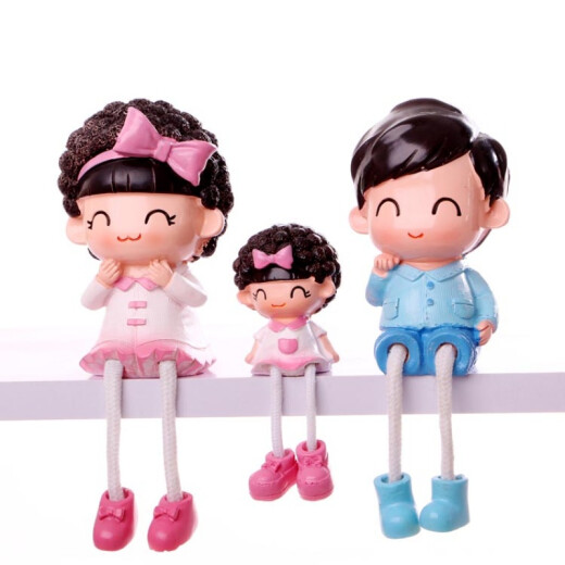 Home living room cartoon character resin cute hanging-legged doll room indoor desktop decoration small ornaments creative 2 sons (Doudou family of four)