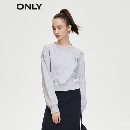 ONLY秋冬时尚休闲宽松落肩短款长袖短款卫衣女|12349S002 G11 浅灰花色 S 160/80A