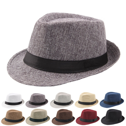 Woodpecker men's top hat spring and summer linen feel jazz hat for middle-aged and elderly people outdoor sun protection visor hat for the elderly sun straw hat khaki 58cm