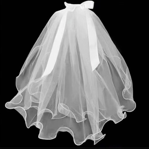 Dongzhitiandi parent-child veil headdress photo props bride engagement proposal main wedding dress certificate registration girl wedding white double layer veil 1 pack (70cm with heating lamp)