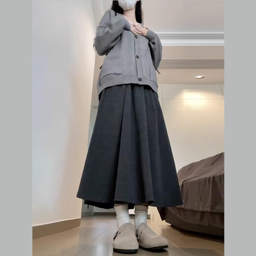 Jin Jin is equal to 0.5 kg. Mu gray glutinous rice half-length skirt for women. High-waisted A-line slim umbrella skirt. Mid-length knitted fashionable and versatile autumn and winter new style. Gray glutinous rice skirt L. Recommended 100-120 Jin. Jin is equal to about 0.5 kg.