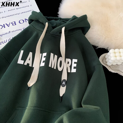 Woodpecker Sweatshirt Men's 2025 Autumn and Winter Heavy Thick Fashion Hooded Sweatshirt Men's Teenagers Versatile Sweatshirt Top Men Black Velvet XL 120-140Jin Jin equals 0.5 kg