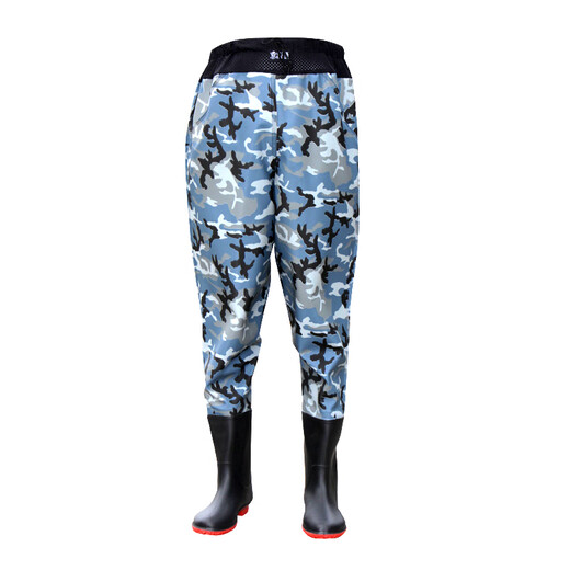 Waist-length waders, thickened half-body waterproof raincoat, rain pants with rain boots, men's one-piece full-body water shoes, ultra-light (waist-length), 65 silk black, size 42