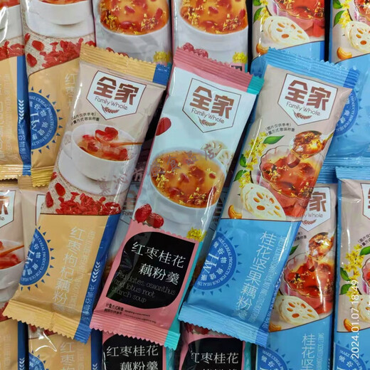 FamilyMart osmanthus, nuts, lotus root powder, red dates, wolfberry, cereals, lotus root, small package instant breakfast powder snacks, osmanthus nuts + red dates and wolfberry (lotus root powder mixed with 14 pieces)