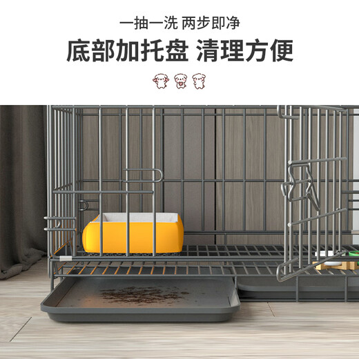 HKML Dog Cage Small Medium Large Dog Home Indoor Teddy Kennel Villa Pet Cat Cage with Toilet Silver White Folding Free Installation 70*50*60 (Small and Medium Dogs - Add to favorites and place an order to receive a feeding bowl + foot pad + toilet tray + diaper