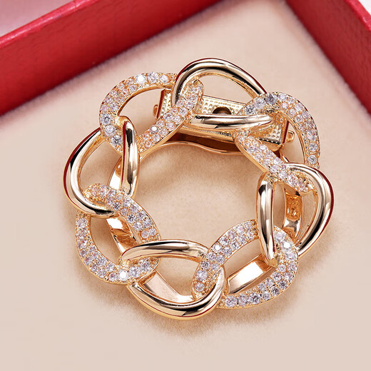 He Niang silk scarf button brooch clothes corner knotted scarf fixed clip women's pin high-end new accessories gold eight-link style