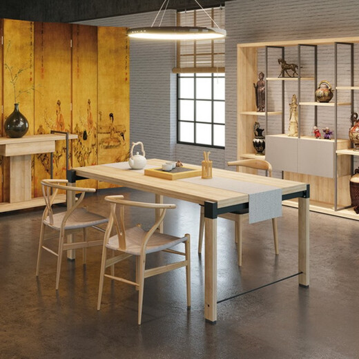 Henghe Century Weihao Möbelkonferenz Langer Tisch Einfacher langer Stahlholz Tisch Rechteckige Trainingstisch Büroempfang und Verhandlungstisch Cardi Wood 2400*1283*768 mm