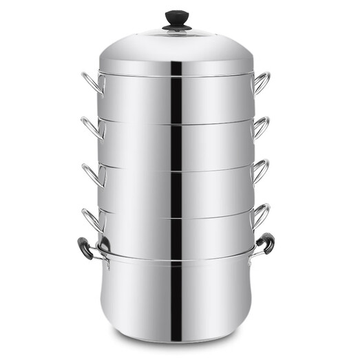 Chenni non-porous steamer, multi-layer steamer, thickened stainless steel, household original rice steamer without odor, energy-saving three-layer steamer (one pot, one lid, three steamers), thickened version 30cm (suitable for 3~5 people)