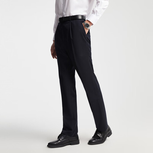 YOUNGOR Suit Pants Men's 050 Style Suit Pants Suit Pants Wool Material Autumn and Winter Warm and Comfortable Navy Blue 37 180/92A