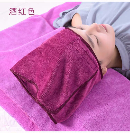 Beauty bag turban Velcro headband beauty salon towel absorbs water and does not shed hair skin management bag turban dry hair thickened grape purple (1 pack)