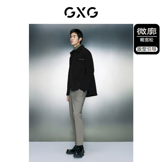 GXG男装 黑色基础宽松羊毛混纺双面呢短款外套男士 23年冬季新款 黑色 M