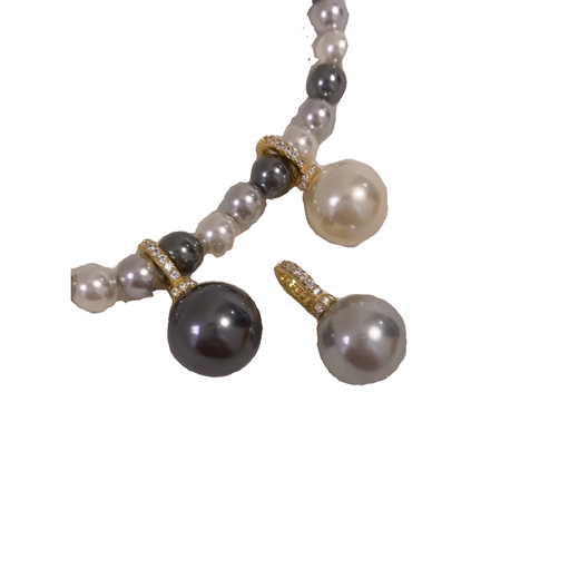 DL 1998 Fat Donglai same style pearl pendant single without chain Shijia round strong light Australian white silver buckle light luxury summer lock new silver buckle/cold light Australian white 14mm