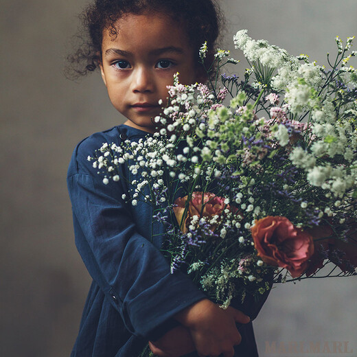 MARLMARL baby boys and girls shirts long-sleeved shirt 03 dark blue fukusa gift packaging gray 90 cm