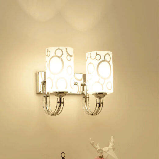 Yaotian bedside lamp bedroom home wall lamp wall-mounted staircase master bedroom aisle modern simple creative LED lamp 6002 silver double head warm light