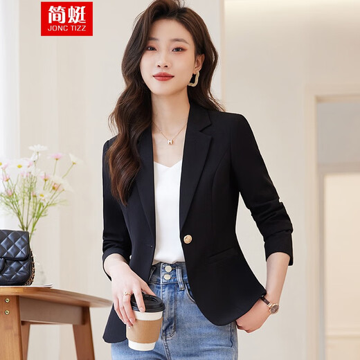 Jian Ting chaqueta de traje blanquecino para mujer primavera y otoño 2026 otoño nuevo traje de otoño pequeño informal de alta gama para mujer traje blanquecino M (90-99Jin Jin es igual a 0,5 kg)