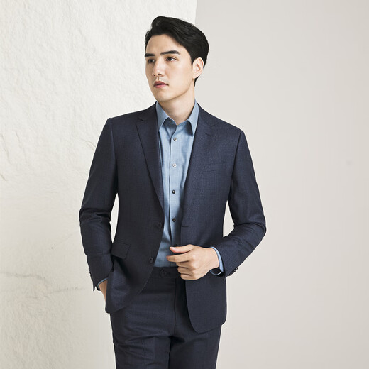 雅戈尔（YOUNGOR）西服男218款商务套西上衣羊毛面料抗皱挺括商场同款 灰蓝 L 175/100A