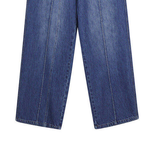 LESS【Samuel系列】不对称门襟设计感棉质直筒牛仔裤女2O0E12170 992牛仔兰 L