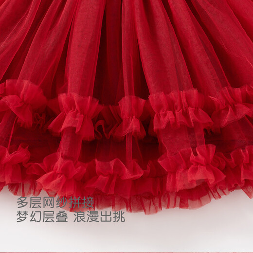 Ban Xidi girls dress spring dress children princess mesh dress baby spring and autumn one-year-old dress skirt spring New Year dress