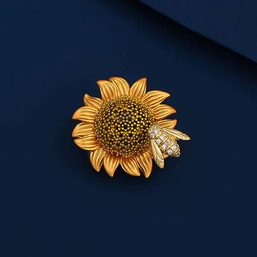 Marco Bizzarri high-end brooch for women, sunflower bee brooch, luxury and exquisite corsage for men, anti-exposure buckle pin for women in summer, Valentine's Day gift for girlfriend, wife's birthday gift