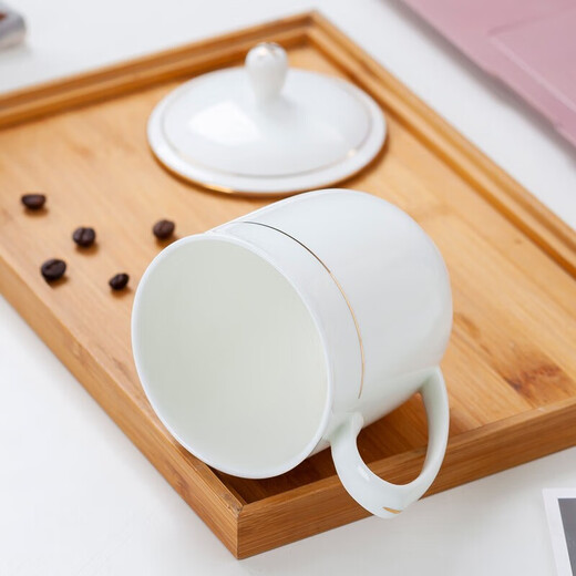 Tao Xianghui tea cup ceramic cover cup medium bone china water cup Phnom Penh conference cup office cup hotel business tea meeting cup