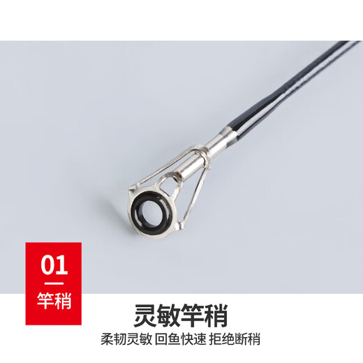 Baijie (BJ) fiberglass lure rod set plug-in rod black fishing rod throwing rod sea rod set straight handle long-range fishing rod 1.8m lure rod set