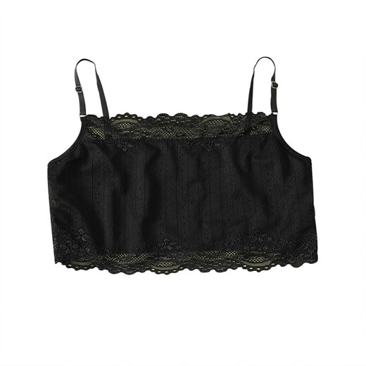 Silk tube top underwear for women, anti-exposure inner vest, sexy lace, black, white, small suspenders, summer, white (vertical stripes) M