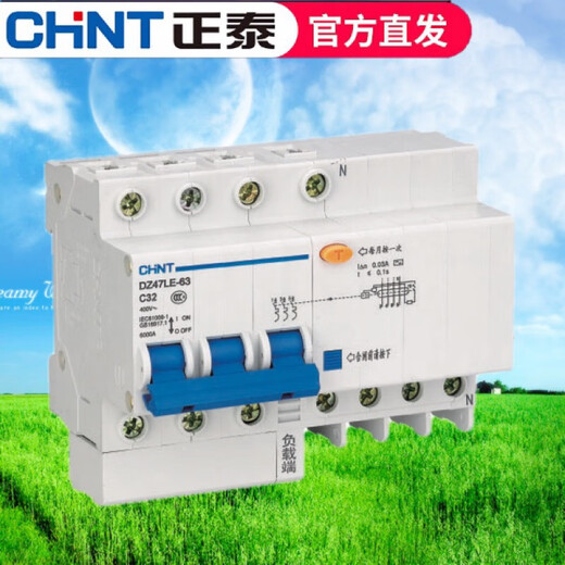 Chint (CHNT) small leakage circuit breaker DZ47LE-32 air switch with leakage protector leakage protection 6 100 100A 3P