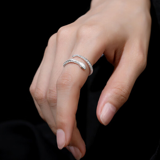 999 pure silver snake-shaped ring for women niche design plain ring snake year zodiac year advanced index finger open ring for women 999 pure silver snake ring with adjustable opening exquisite gift box