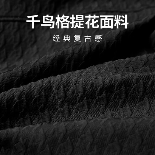 CABBEEN Houndstooth texture work jacket men's 2024 autumn new trendy brand embroidered jacket black and white high-end coal black 01 XL /180/52