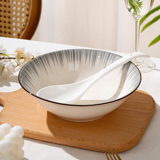 Kangqin (KANGQIN) modern time tableware complete set Internet celebrity new bowl and dish set household high-looking bowl and plate combination housewarming tableware modern time four-person meal with soup bowl 18-piece set