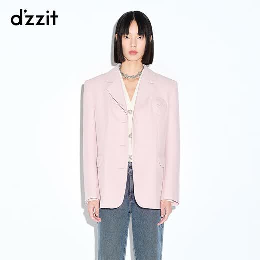 DZZIT地素  春休闲复古垫肩梭织类西装外套女3E1F5051B 粉红色 S