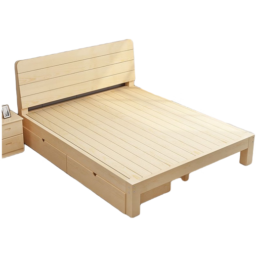 Zhutuo solid wood bed double bed 1.8 meters 2 meters 1.5 meters modern simple rental house simple single bed household wooden bed breathable 30 high | bare bed. Store manager recommended 1500mm*2000mm