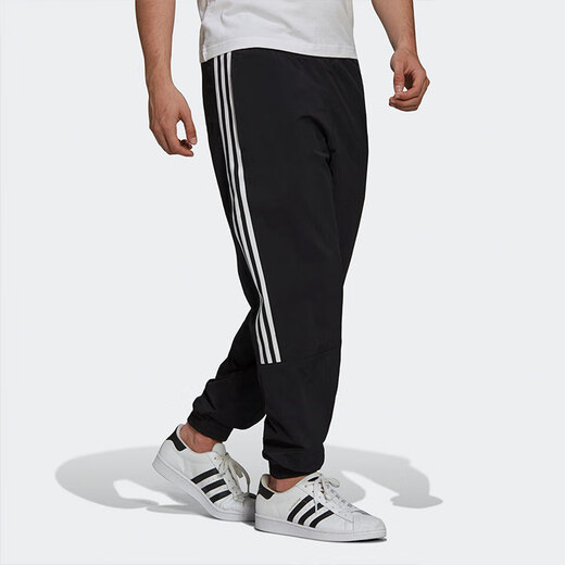 Adidas logo printed loose retro sports knitted sweatpants men's black black S