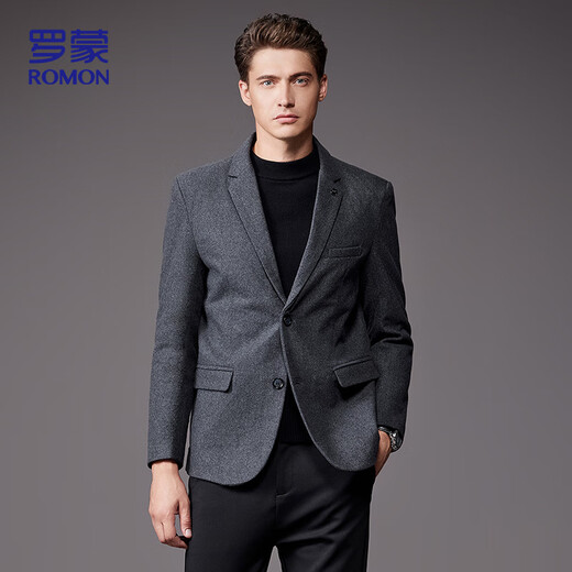 罗蒙（ROMON）羊毛呢西服男士秋冬商务休闲职业正装西装礼服爸爸外套XF78灰色2X