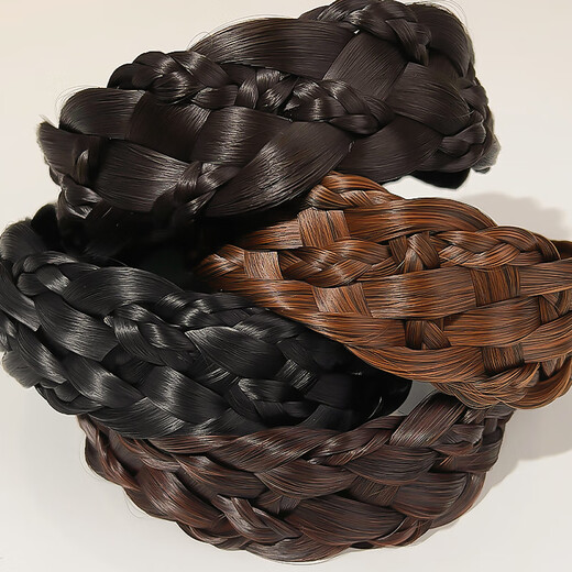 Zhuo Keke braided wig headband 2025 new wide-brimmed fishbone braided hair headband hairpin high skull cover white hair hair bundle black brown upgraded widened twist style