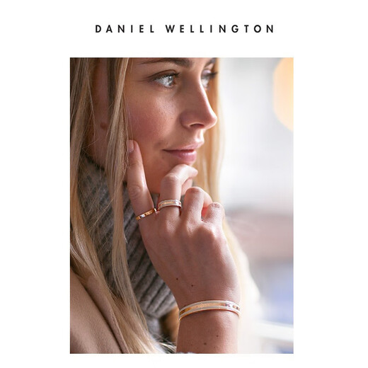 Daniel Wellington DW Ring Men and Women Morning Mist Gray Two-tone Couple Ring to Commemorate Confession Birthday Gift to Girlfriend Size 8 DW00400053