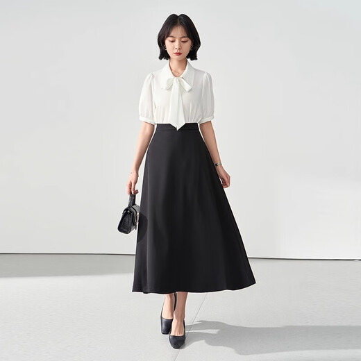 Lady Bird A-line long skirt women's formal umbrella skirt professional long skirt shirt skirt interview skirt black skirt S