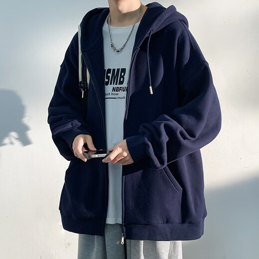 Baiqueting Jacket Men's 2025 Autumn and Winter American Fashion Brand Hooded Cardigan Jacket Men's Teen Fashion Velvet Sweatshirt Men's Apricot XL